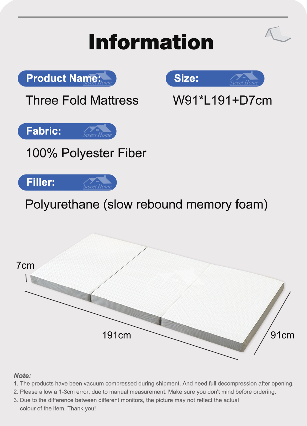 Sweet Home Three Fold Bed Mattress-11